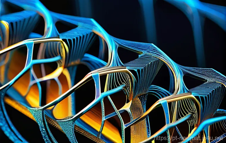 미세구조 소재 - **Microstructure as Material DNA:**
    "A highly detailed, artistic microscopic view of a metallic ...