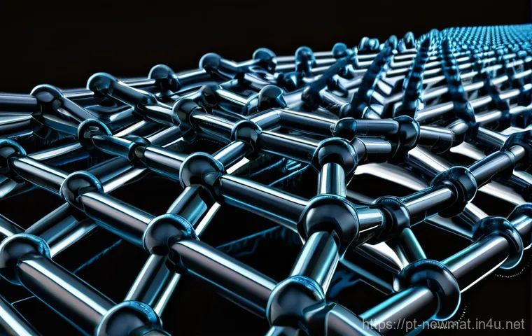 초고분자량 폴리에틸렌 - A highly detailed, stylized illustration of the molecular structure of Ultra-High Molecular Weight P...