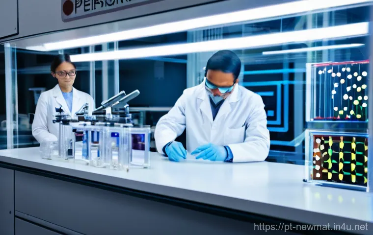 페로브스카이트 태양전지 - **The Scientific Breakthrough of Perovskite:**
    "A clean, brightly lit, high-tech research labora...