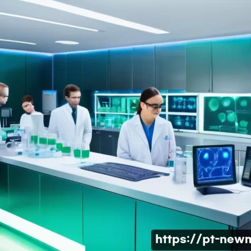 나노소재 - A futuristic medical laboratory scene showcasing ultra-sensitive nanotechnology sensors detecting bi...